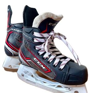 CCM Jetspeed FT360 Junior Hockey Skates (Size 1) - black and red skates for kids